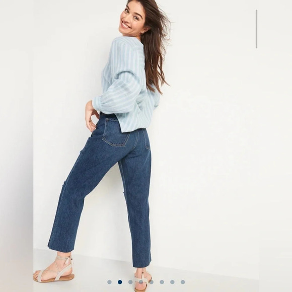 Old Navy Slouchy Straight High Rise button front jeans - size 2 Excellent shape - Picture 7 of 8